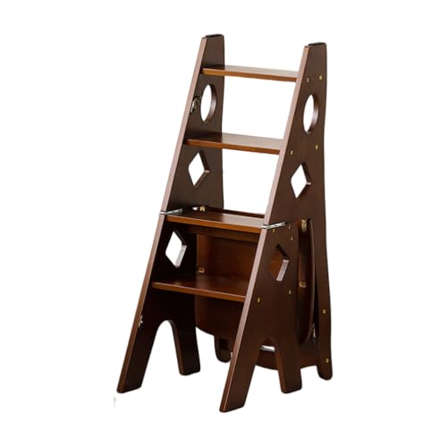 Silla de escalera de madera negra para espacios altos y orden 2
