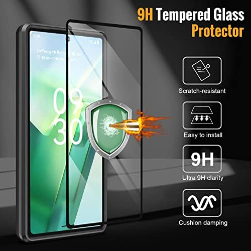 Oterkin for Google Pixel 6A Case,Pixel 6A Case [10FT Military Grade Shockproof] with [9H Tempered Glass Screen Protector] Built-in Magnetic Kickstand Ring Phone Case for Google Pixel 6a 5G 2022 Black