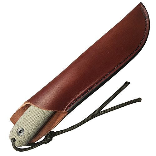 ESEE Faca de lâmina fixa modelo autêntico 4HM, lâmina de pó preto, cabo Micarta, bainha de couro