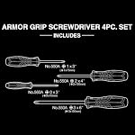 Vessel Armor Grip Cross Point Screwdriver Set | 4-Piece
