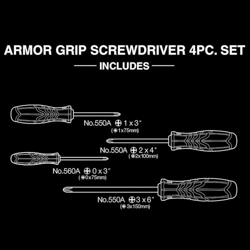 Vessel Armor Grip Cross Point Screwdriver Set | 4-Piece by VESSEL - Image 3