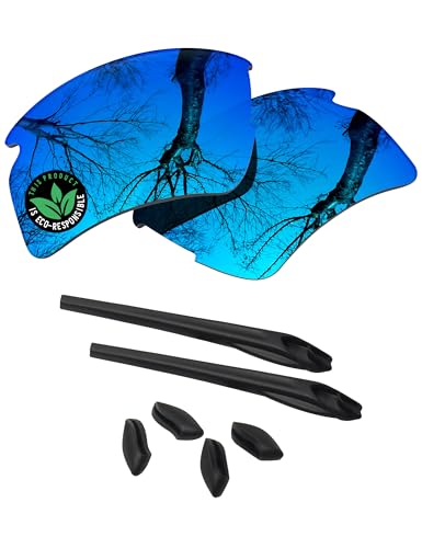 Image of Raydi Polycarbonate Replacement Lenses & Rubber Kits for Oakley Flak 2.0 XXL OO9488 Rectangular Sunglasses - Ice Blue Mirror - Polarized