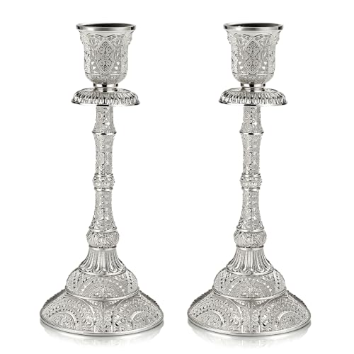 OwnMy 2PCS Taper Candle Holders Vintage Metal Pillar Candlestick Holders