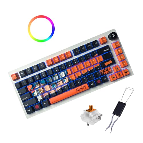 Image of Kreo Swarm 75% Gasket Mounted Wireless Mechanical Gaming Keyboard Bluetooth /2.4GHz, Hot-Swappable Pre-Lubed Switches, Double Shot PBT Keycaps, Customizable (GTMX Sense, Naruto)