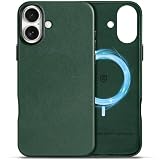 SHIELDON Custodia in Vera Pelle per iPhone 16 Plus 6,7" 2024, Verde Notte