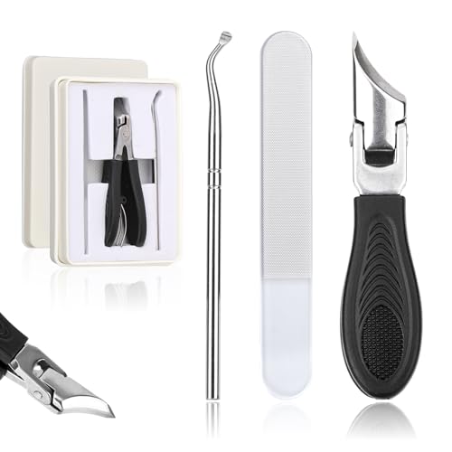 lasuroa 3pcs Coupe-Ongles en Bec D'Aigle Ensemble, Coupe Ongles Inclinés en Acier Inoxydable Lime Large Ouverture de Mâchoire Anti-Éclaboussures pour Femmes Hommes et Ongles des Pieds