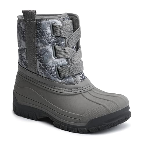 festooning Boys Girls Winter Snow Boots Waterproof Non-Slip Outdoor Warm Shoes Velvet Lined Elastic Band for Toddler/Little Kid/Big Kid3