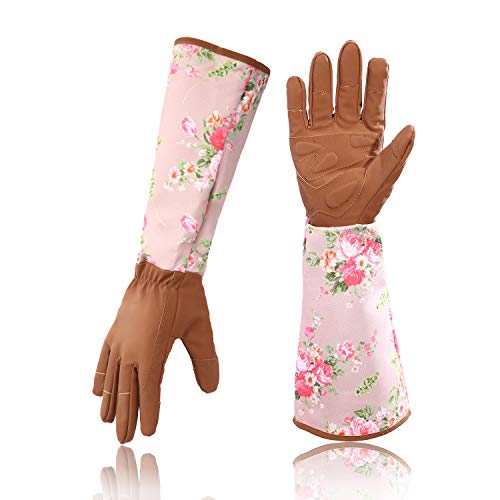 YAUNGEL garden gloves women thorn proof,long sleeve garden gloves women, Extra Long Forearm Protection, Puncture Resistant(Brown and Multicolor)