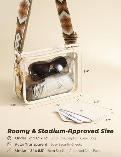 Clear Bag 12x6x12 Stadium Approved, 3 In 1 Clear Western Purse With Wallet & Adjustable Strap, Stadium Bags For Women, Concert Bags, Sports Festivals Concert Sport Prom Party Accessories2
