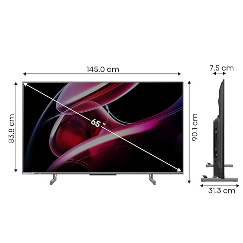 Hisense 164 cm (65 inches) 4K Ultra HD Smart QLED Google TV 65U6K (Gray) with 3 Years Warranty