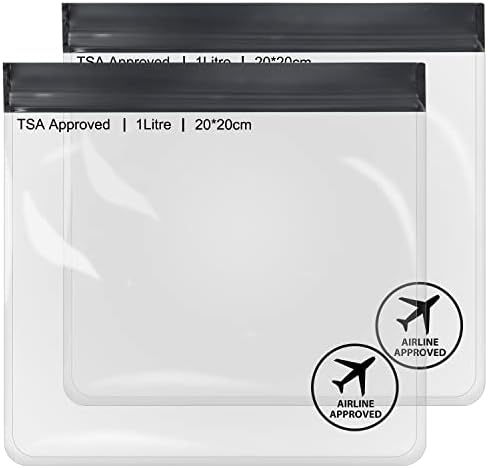 Lamapee Clear Travel Toiletries Bag, 2 Pack TSA Approved Airport Security Liquids Bags 20X20 cm, Leak Proof
