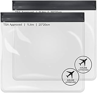 Lamapee Clear Travel Toiletries Bag, 2 Pack TSA Approved Airport Security Liquids Bags 20X20 cm, Leak Proof