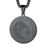 FaithHeart Norse Viking Stuff for Men, Black Yin Yang Wolf Pendant Necklace with Solid Wheat Chain Nordic Vikings Accessories