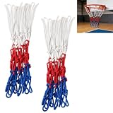 ikBrtaiay 2 Stück Basketball Netz, Basketballnetz 12 Schlaufen, 3 Farbig Basketball Netz für Standard Größe, Verstärktes Nylon Ballnetz Wetterfest für Die Innen und Außenmontage Geeignet