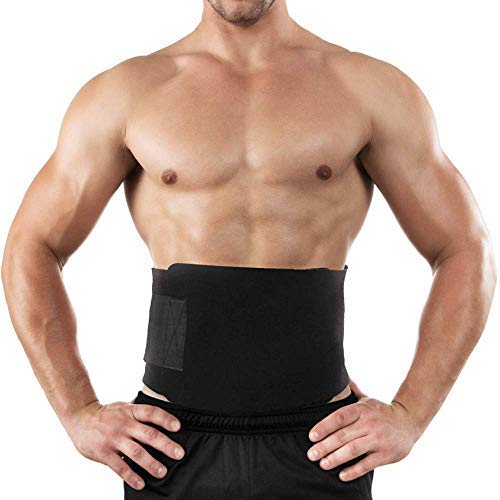 XUBAI Waist Trimmer Belt, Weight Loss Wrap Waist Trainer Belt for Women Men Adjustable Slimming Sweat Stomach Fat Burner Low Back Lumbar Support Abdominal Trainer with Sauna Suit Effect L Black