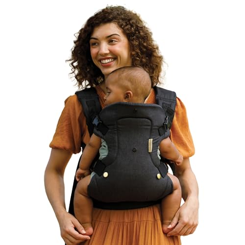 Infantino Mochila Portabebé Flip Advanced 4-en-1: Ergonómica, Convertible, Adaptable a lo Largo de los Años, para Recién nacidos y bebés mayores de 3,6-14,5 kg, Negro y Oro