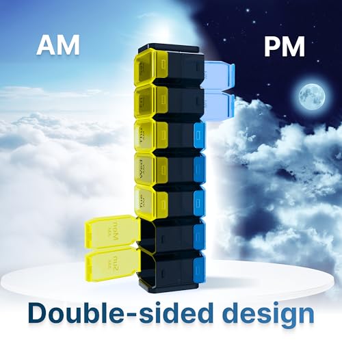 Image of Extra Large Pill Organizer 2 Times a Day - XL Pill Box 7 Day with Big AM /PM Compartments - Fits Large Vitamins, Supplements & Gummies, for 7 or 14-Day Use, Color-Coded, Senior-Friendly, No Spills