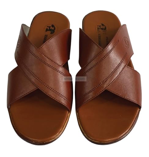 Brown Cross-Strap Flats, Handmade Brown Leather Cross-Strap Sandals, Men’s Open Toe Cross Strap Slides, Casual Summer Footwear