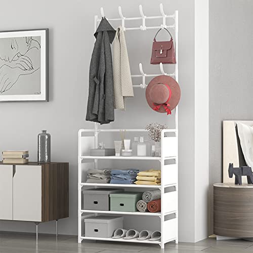 Ydtreils Hall Tree With Coat And Shoe Rack, Entryway Coat Rack With Bench Hooks And 4-Tier Shoe Rack, White #TOP1
