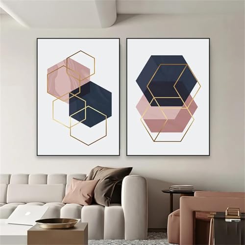 Impression sur toile de qualité supérieure avec formes géométriques dorées