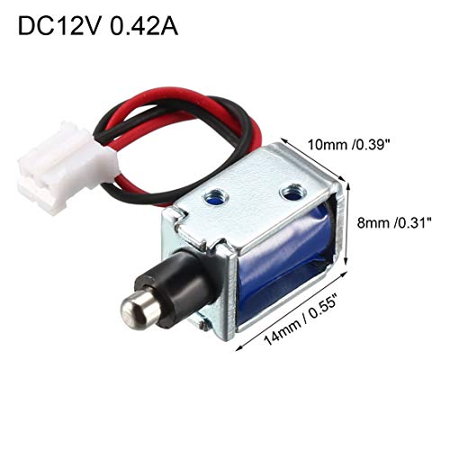uxcell Mini solenoide eletromagnético DC 12V 0,42A 30g 3 mm tipo push pull para fechadura de porta d