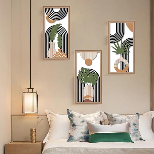 Miniatura 3 de Toweboory 3 Piezas Escultura De Pared En Madera, Marco De Madera Cuadro Moderno Boho Bohemia Decoracion Pared Decoración De Paredes De Madera Moderno Para Salón, Dormitorio, Entrada U Oficina