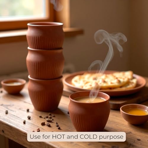 Image of Happy Cove Eco Friendly Cup Set of 6 for Tea | Biocomposite Rice Husk & Bamboo Fibre | 225ml Unbreakable Chai Cups | Microwave Safe Tea Kulhad | Hot & Cold Coffee Mug, Milk & Tea Cup Set