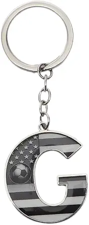 Bag Charms Initial A-Z Letter Keychain Bag Charm Soccer Keychain for Handbags Sports Bag