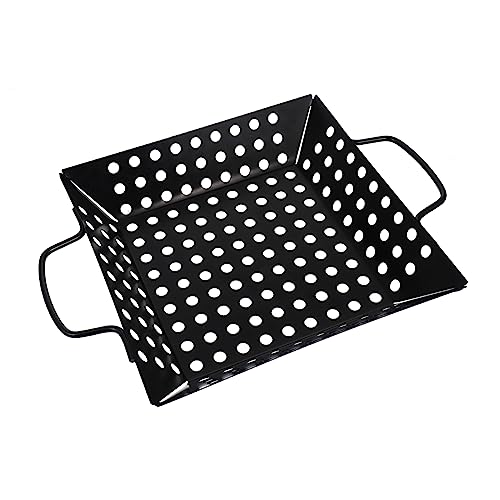 PRETYZOOM Large Grill Basket Non-stick Bbq Grill Mesh Bbq Drain Pan Heat-resistant Barbecue Plate Square Barbecue Pan