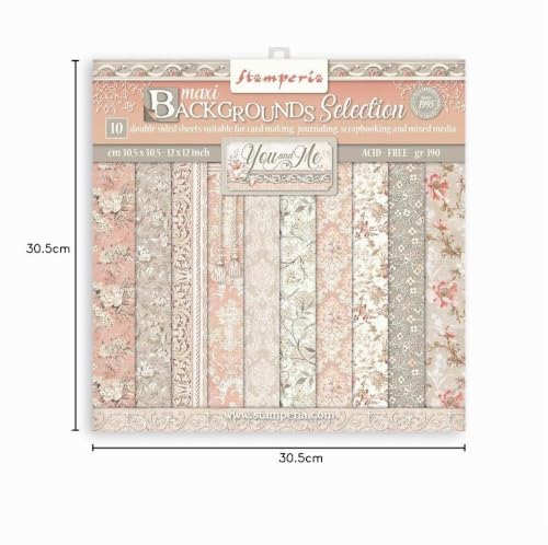 Miniatura 2 de Stamperia International Stamperia-Scrapbooking Pad-You And Me-Backgrounds, Blanco, Osfa