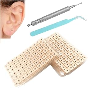 1200pcs Graines D&rsquo;oreille D&rsquo;acupuncture avec 1 pièce de stylo pour trou d&rsquo;oreille et Pince, Kit Auriculothérapie,Magnétiques Thérapies Auriculaire, Thérapie Auriculaire, Accessoires Oreilles