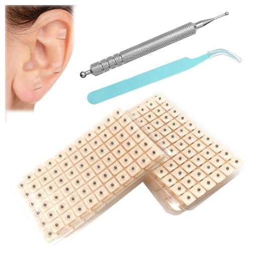 Aihoom 1200pcs Acupuntura Auricular: Semillas de Oreja, Agujas y Pinzas para Auriculoterapia, Parche Adhesivo Desechable, Kit de Acupresión para Masaje y Terapia de Oídos