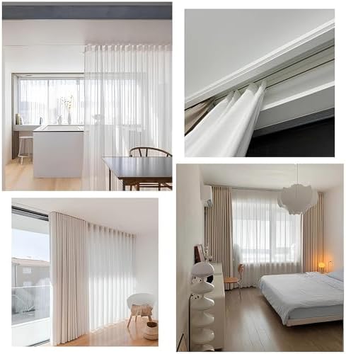 Heavy Duty Double Curtain Track - 120cm Ceiling Mount Sliding Rails for Smooth Operation, Easy Installation, Adjustable Curtain Rods, Ideal for Home Decor & Window Treatments, White
