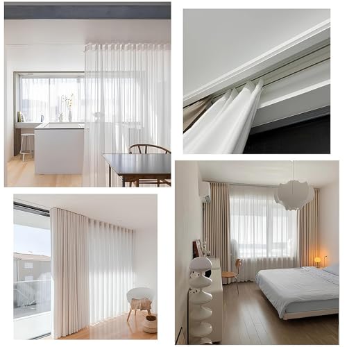 Rieles deslizantes blancos ajustables de 100 a 600 cm para decoración en casa 4