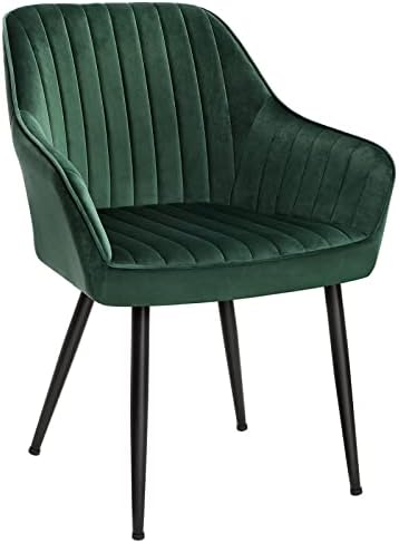 SONGMICS Lot de 6 Chaises de Salle à Manger en Velours Rembourrées avec Accoudoirs, Pieds en Métal, Charge Maximale 120 