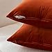MIULEE Pack of 2 Decorative Velvet Throw Pillow Covers Soft Burnt Orange Pillow Covers Soild Square Cushion Case for Sofa Bedroom Car 18x 18 Inch 45x 45cm