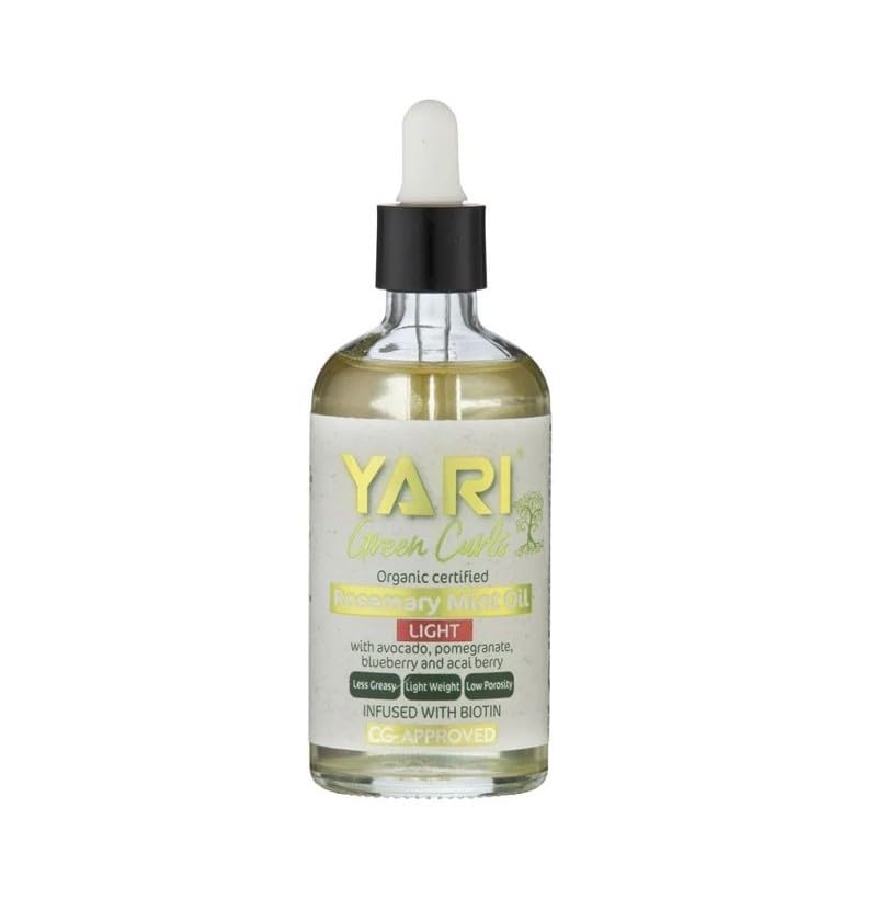 YARI Green Curls Aceite de Romero y Menta Ligero, Orgánico, con Biotina, Aguacate y Bayas, 100ml