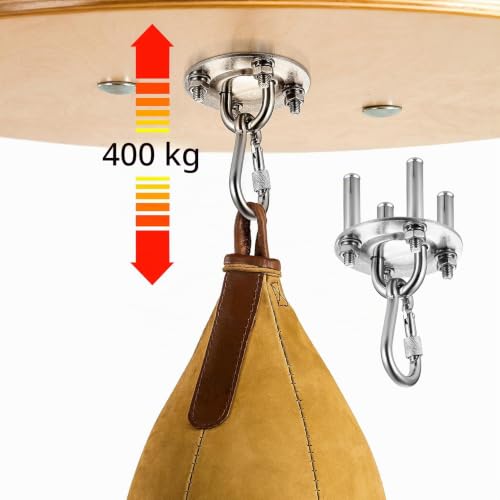 Miniatura 5 de Shachenh Gancho De Techo En Acero Inoxidable, Soporte Para Saco De Boxeo, Gancho Giratorio 360 Grados, Fijación De Hamaca Hasta 400kg, Gancho De Techo Para Columpio, Sillón Colgante, Toldos Y Yoga