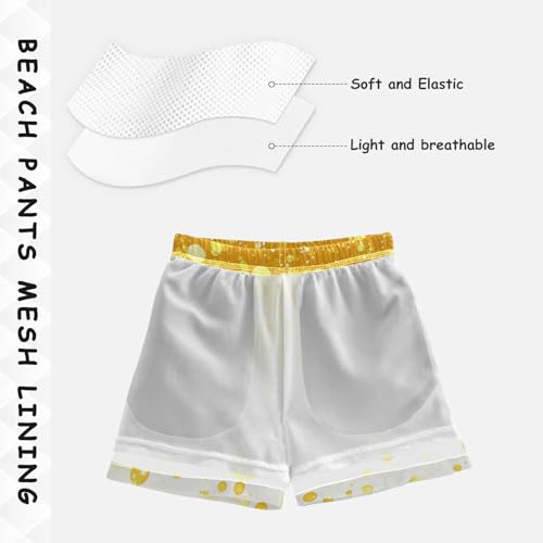 Pigsaly Boys Swim Trunks Bright Yellow Cream Gradient Flashing Gold Glitter Boys Board Shorts Swimsuit Swimwear 5T4