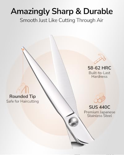Image of ULG Professional Hair Cutting Scissors & Shears, 6.5 inch 440C Japanese Stainless Steel Barber Scissors, Hand-Honed Razor Sharp Blades & Ergonomic Offset Handle for Salon & Home Use