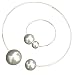 WIIPU Shiny Wire Hook Loop Big White Pearl Choker Bib Collar Necklace Bracelet Set(D781)