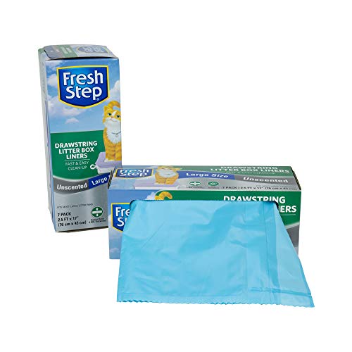 Fresh Step Drawstring Cat Litter Box Liners, Unscented, Size Large, 30