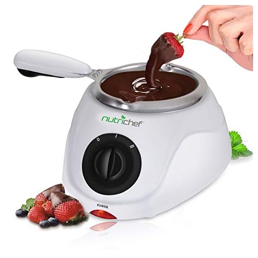 Chocolate Melting Warming Fondue Set - 25W Electric Choco Melt / Warmer Machine Set w/ Keep Warm Dipping function & Removable Pot, Melts Chocolate, Candy, Butter, Cheese- NutriChef PKFNMK14,White