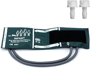 NIBP Cuff with BP18 Connectors for Infant, 10-19cm Reusable Dual Tube Nylon Replacement BP Cuff with Inner Airbag for Blood Pressure Monitor Machine.