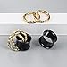 LADEMAYH Street-Chic Ear Plugs Tunnels Gauges, Stylish Two Stacked Rings Design, Hypoallergenic 316L Stainless Steel Gauge Earrings, Fashion Ear Piercing Jewelry for Women & Mens(Black Tunnels+Gold Rings,06mm=2g)
