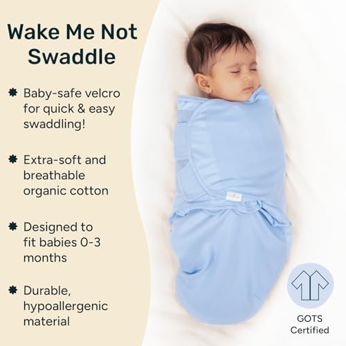 Image of NINTARABABY Swaddle Wrap for Newborns - Organic Cotton, 21 inch x 10 inch | Wake Me Not Swaddle with Baby-Safe Velcro, Ultra-Soft & Snug Sleep Sack, Breathable Swaddling Blanket, Gifts for 0-3 Months