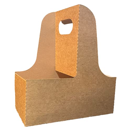 C-Store Packaging 2 Cup Drink Carrier With Handle | Kraft Paperboard Cup Holder | Disposable Cup Holder For Hot Or Cold Drinks | Cup Carrier For Food Delivery Services, Uber Eats, Door Dash (225) #TOP3
