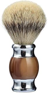 Je&Co 100% Silvertip Badger Hair Shaving Brush, Handmade Shaving Brush with Fine Resin Handle and Stainless Steel Base (Brown)