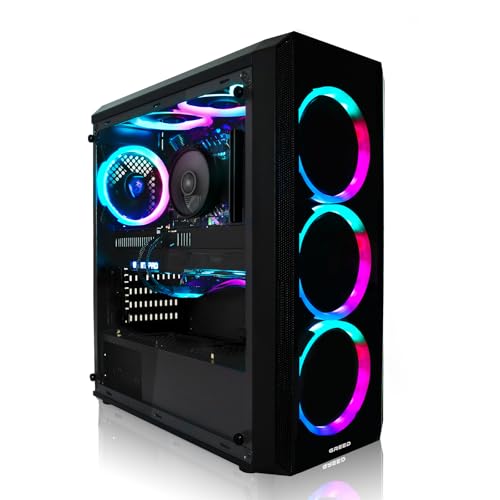 Greed® MK2 Plus - PC Gaming – AMD Ryzen 7 5700X + RX 9060 XT 16 Go - Ordinateur de Jeux Rapide avec 4K & Raytracing - 4,6 GHZ - 32 Go RAM DDR4 - SSD 1 to + Bloc...