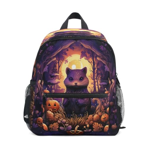Sac à dos enfant Halloween chat violet, le cadeau idéal pour la rentrée en maternelle